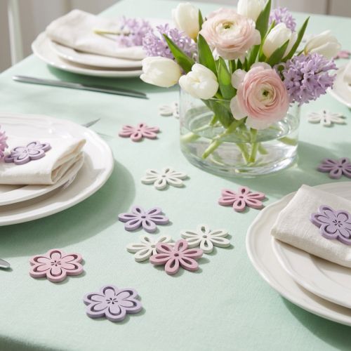 Article Fleurs en bois fleurs de décoration dispersées violet/rose/blanc Ø3,5cm 48 pcs