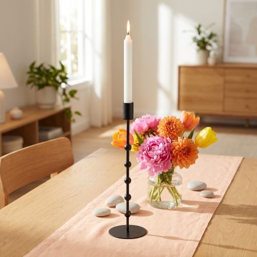 Bougeoir bâton bougeoir en métal noir H30cm | Floristik24.be