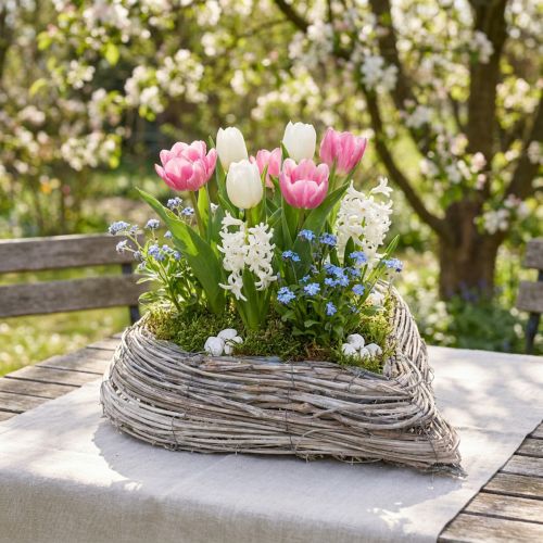 Coeur de plante bol à plantes coeur en rotin blanc naturel 28x34cm | Floristik24.be