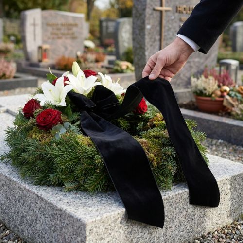 Article Ruban de deuil ruban velours noir largeur 100mm 8m