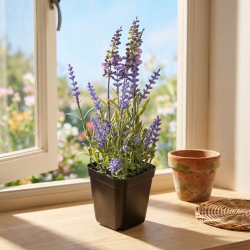 Lavande artificielle en pot Plantes artificielles à fleurs 25 cm | Floristik24.be