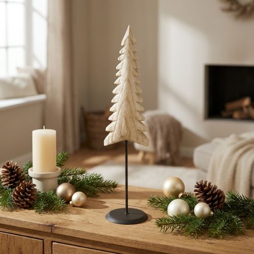 Article Sapin de Noël en bois naturel Décoration de table H41cm