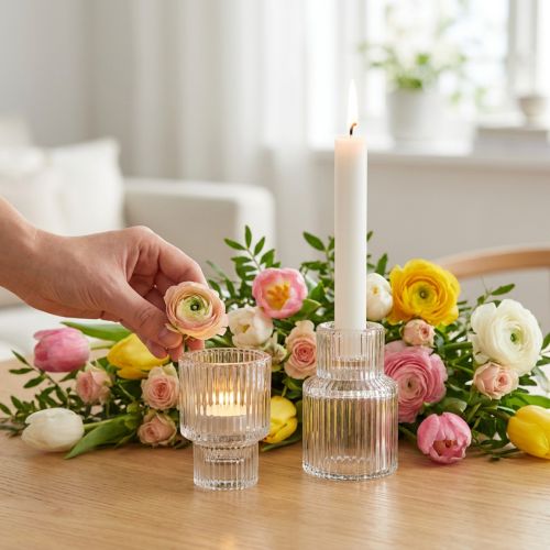 Bougeoir bâton verre photophore Ø5cm H8cm 4 pcs | Floristik24.be