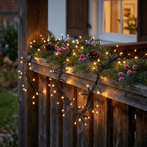 Guirlande lumineuse LED pour extérieur 288er 2,4m noir/blanc chaud | Floristik24.be