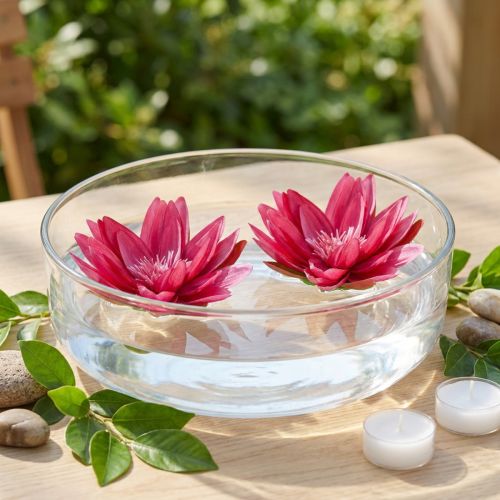 Nénuphar artificiel flottant décoration de table fuchsia Ø15cm 2pcs | Floristik24.be