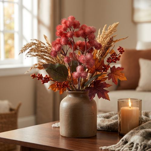 Grande bardane plante artificielle bardane artificielle rouge 52cm | Floristik24.be