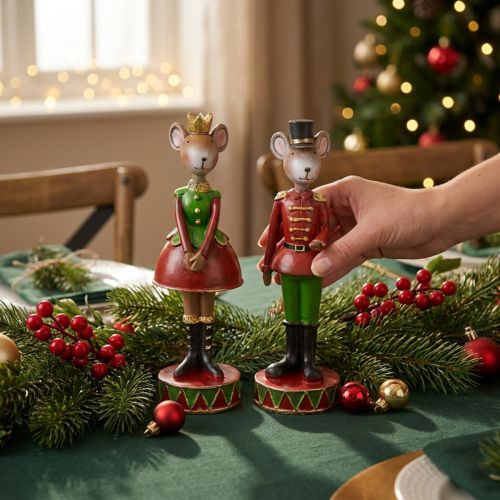 Figurines de décoration de Noël en forme de souris 14,5 cm rouge-vert 2 pièces | Floristik24.be