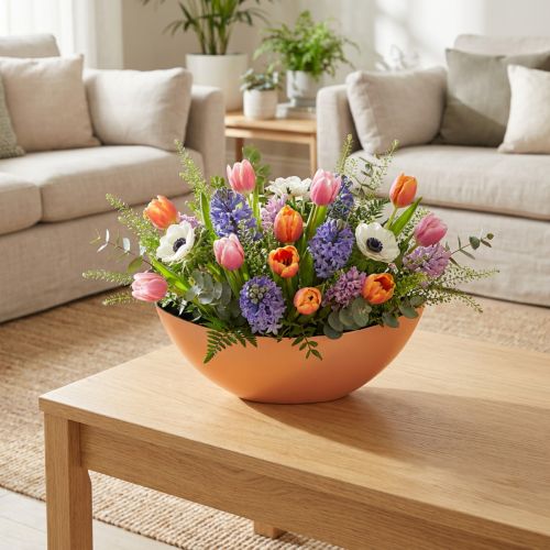 Coupe/pot décoratif, abricot, 39 cm x 12 cm, H 13 cm | Floristik24.be