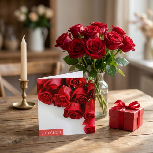 Carte de réduction roses rouges + enveloppe 1 pc | Floristik24.be