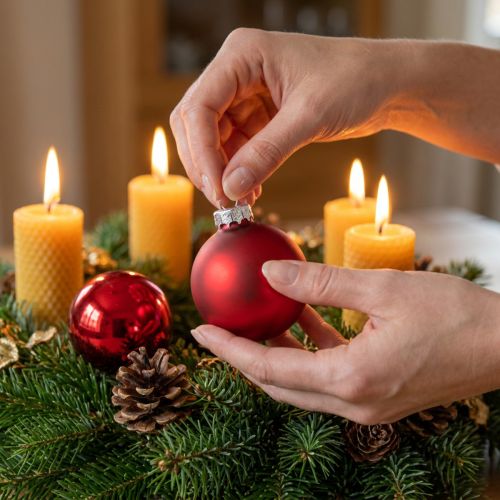 Boule de Noël Ø4cm rouge brillant/mat 24 pcs | Floristik24.be