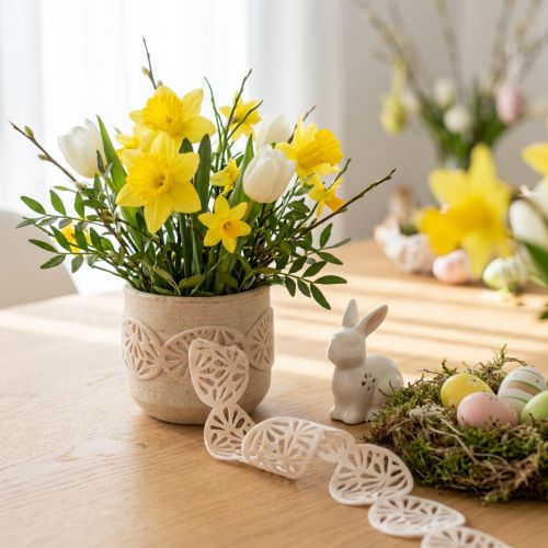 Ruban de velours oeufs de Pâques ruban décoratif crème de Pâques 40mm 5m | Floristik24.be