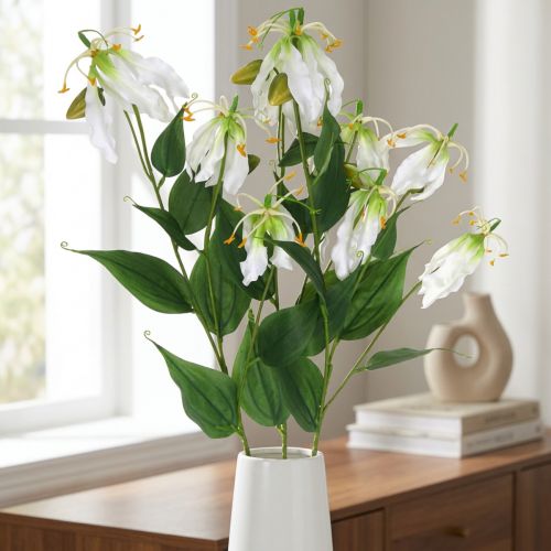 Lys artificiel, décoration florale, plante artificielle, fleur en soie blanche L82cm 3pcs | Floristik24.be