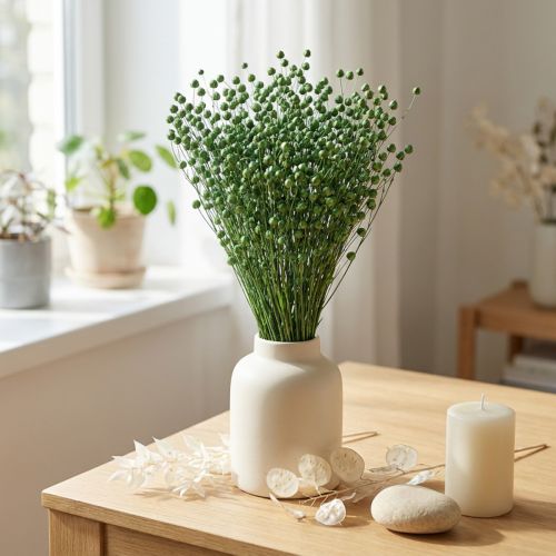 Herbe de lin séchée, verte, 50-55 cm, décorative à faire soi-même | Floristik24.be
