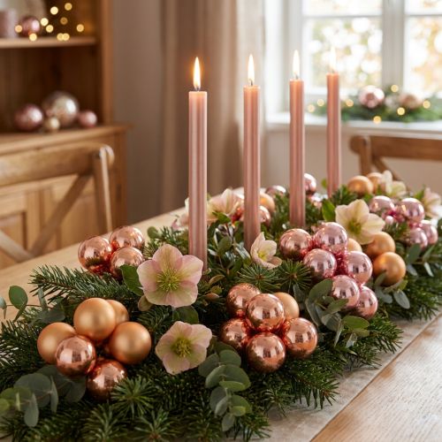 Miroir baies boules de verre fil rose abricot Ø40mm 32 pcs | Floristik24.be