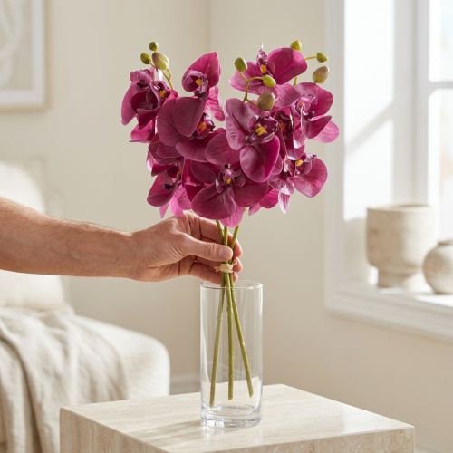 Orchidées artificielles fleurs artificielles violettes comme de vraies 56cm 3 pcs | Floristik24.be