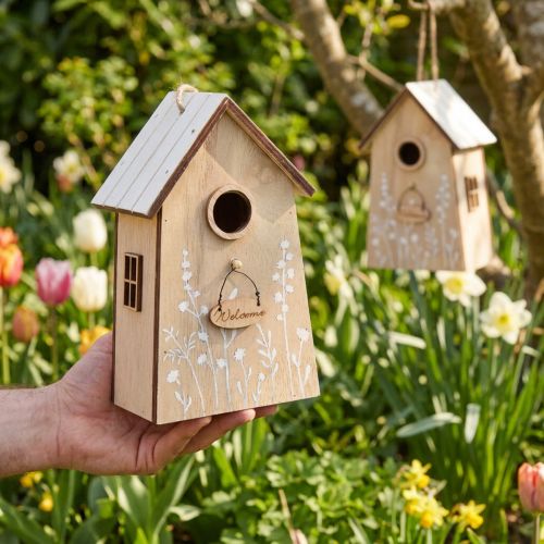 Décoration pour nichoir à oiseaux suspendu blanc naturel 14,5cm 2 pcs | Floristik24.be