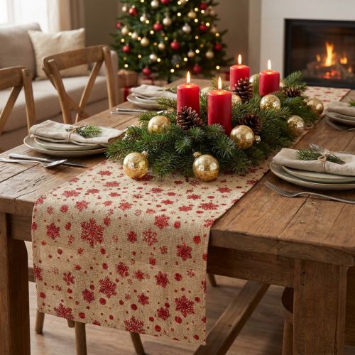 Chemin de table Chemin de table de Noël Flocons de neige 48×450cm | Floristik24.be