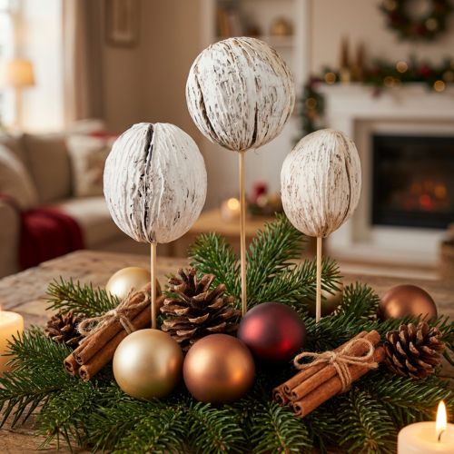 Fruit de cerbera blanchie sur bâtonnet 7-10cm 6 pièces | Floristik24.be