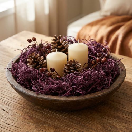 Coton de mûrier couleur aubergine, matière décorative naturelle, souple et polyvalente, 150 g | Floristik24.be