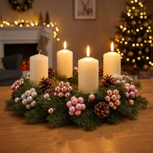Mini boules de Noël en verre miroir baies rose crème Ø20mm 140 pcs | Floristik24.be
