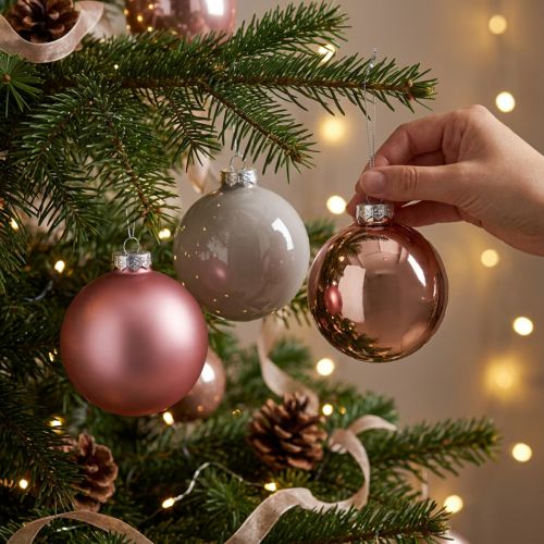 Boules de Noël en verre rose gris Ø7,5 cm 14 pièces | Floristik24.be