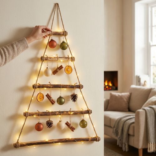 Décoration murale bois bohème décoration de Noël flammée 75×105cm | Floristik24.be