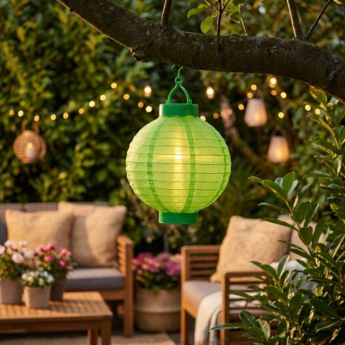 Lampion LED avec solaire 20cm vert | Floristik24.be