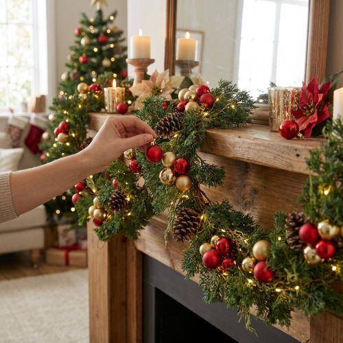 Guirlande de sapin artificiel 160 cm, décoration de Noël, décoration murale et de fenêtre, aspect cèdre | Floristik24.be