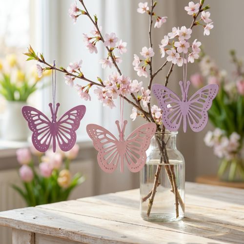 Déco papillons déco cintre violet/rose/rose 12cm 12pcs | Floristik24.be