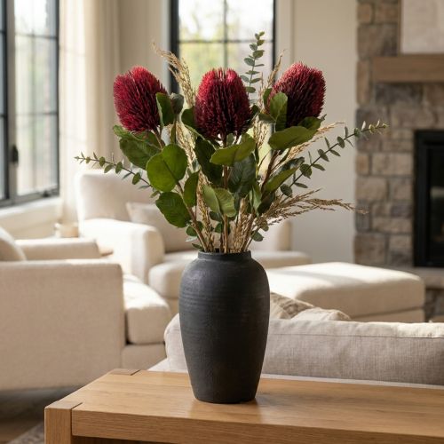 Fleurs artificielles, Banksia, Proteaceae rouge vin L58cm H6cm 3pcs | Floristik24.be