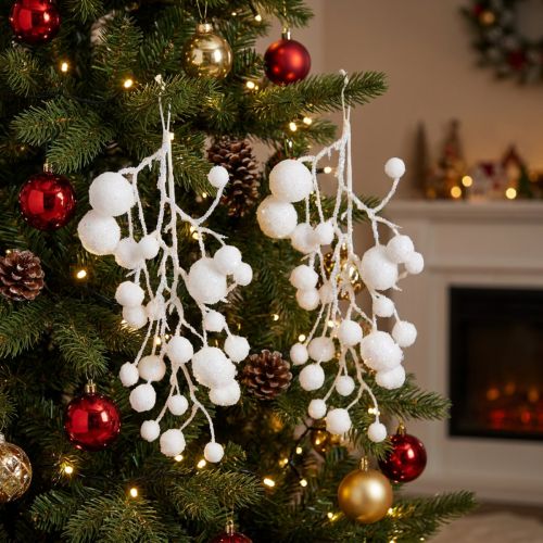 Branches décoratives flocon de neige à suspendre paillettes 30cm 2pcs | Floristik24.be