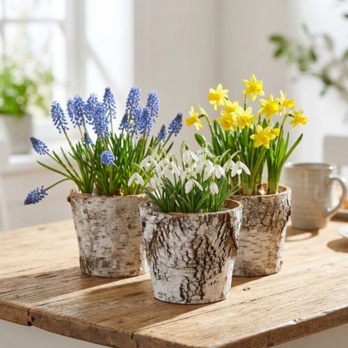 Pot bouleau petite jardinière bouleau blanc Ø10cm H8,5cm 6 pcs | Floristik24.be