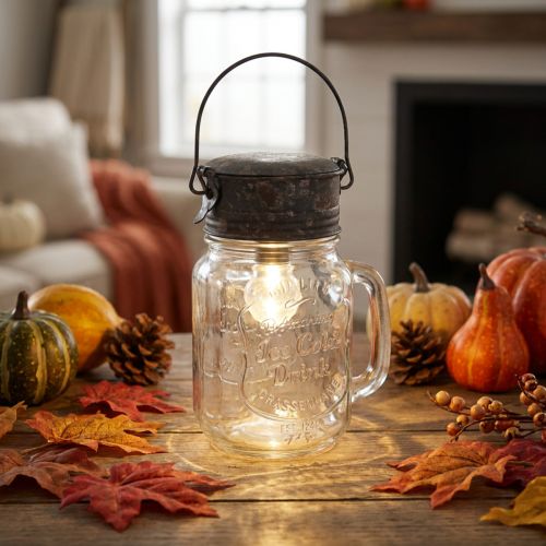 Verre décoratif avec lampe LED Ø8cm H16cm | Floristik24.be