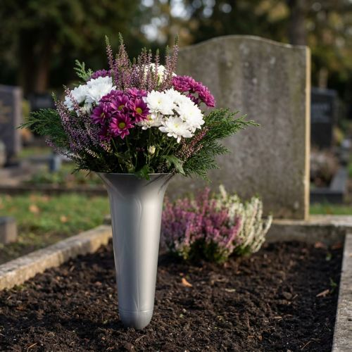 Vase funéraire argent 40cm | Floristik24.be