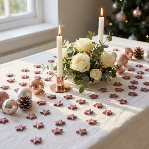 Mini décorations dispersées étoiles décoration rose mica 1,5cm 144 pcs | Floristik24.be