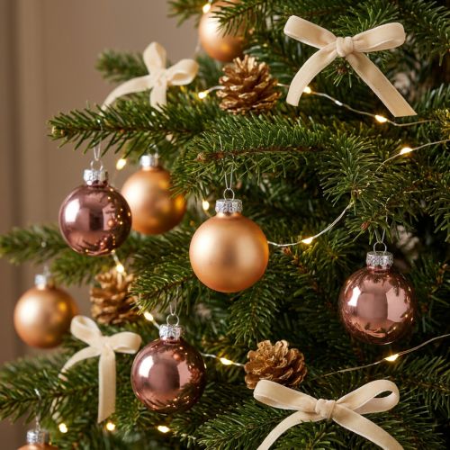 Boules de Noël en verre rose abricot mix mini Ø3cm 22 pcs | Floristik24.be