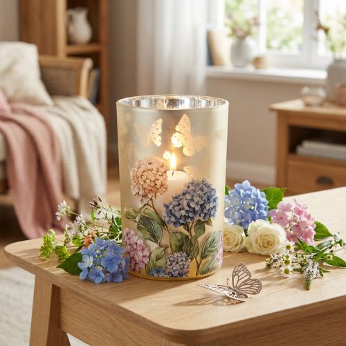 Article Porte-bougie chauffe-plat en verre à motif floral pour des moments de vie harmonieux, 18 cm