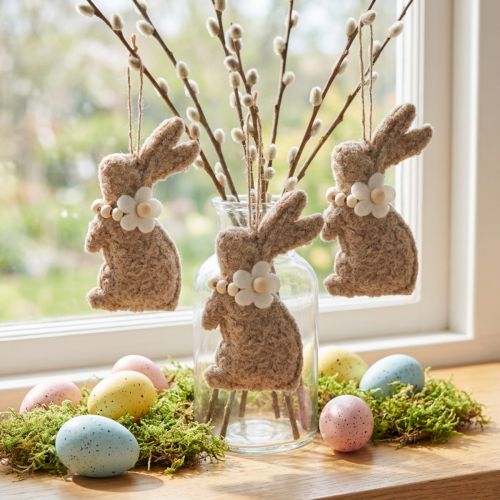 Décoration suspendue lapin de Pâques, accessoire décoratif idéal pour la fenêtre, 14 cm, lot de 8 | Floristik24.be