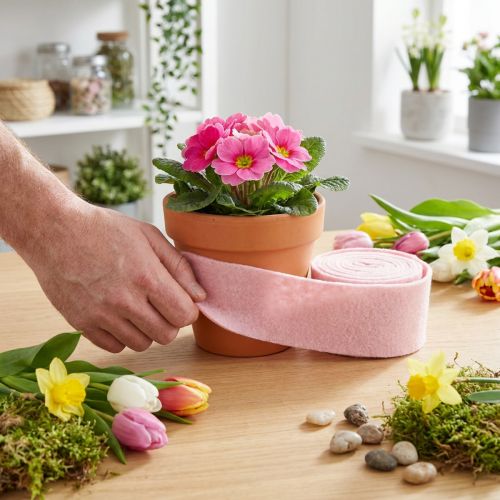 Ruban de feutre rose, ruban de laine, ruban de feutre de laine, largeur 15 cm, longueur 5 m | Floristik24.be