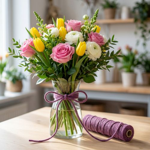 Cordon feutré violet à mèche de 55 m | Floristik24.be