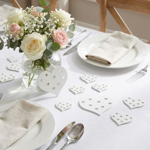 Mélange de cœurs blancs 3,3cm - 7cm 54P | Floristik24.be