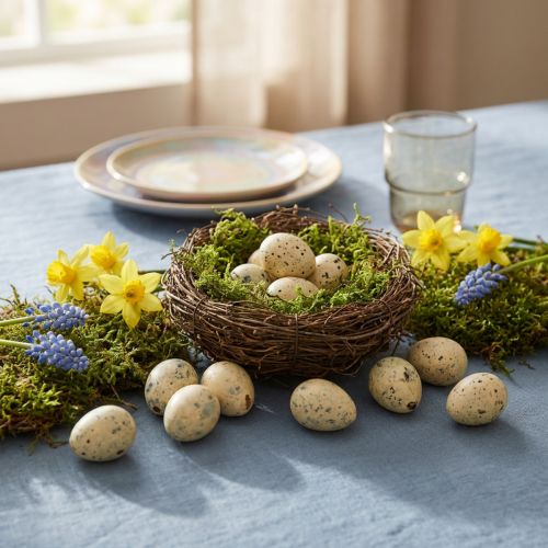 Article Oeufs de caille décoration Oeufs soufflés de Pâques crème 3cm 50 pcs
