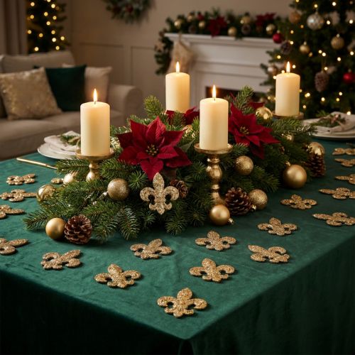 Décoration de table en bois Décoration de table en bois Lys de Noël doré 4cm 72 pcs | Floristik24.be