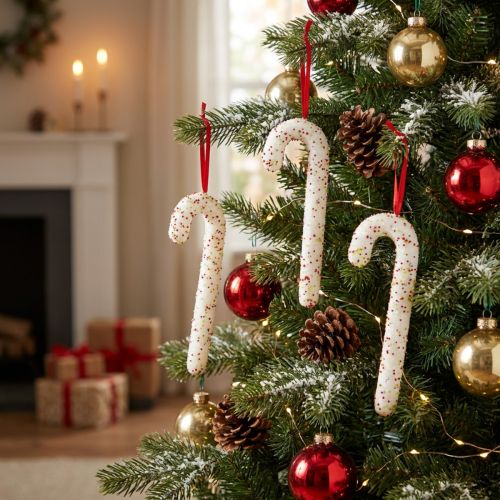 Zuckerstangen décoratives 30 cm blanches et colorées avec paillettes - lot de 4 | Floristik24.be