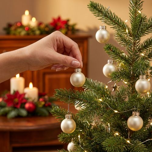 Article Mini boules de sapin de Noël boules de sapin en perles de verre Ø2,5cm 22 pcs