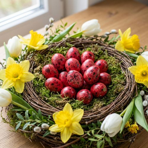Oeuf de caille rouge 3cm décoration de Pâques 50 pcs | Floristik24.be