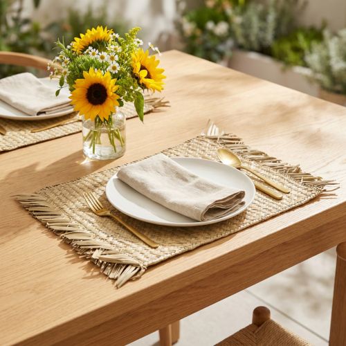 Set de table jonc de mer rectangulaire décoration de table jacinthe d'eau nature 33×48cm | Floristik24.be