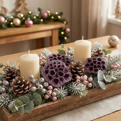 Capsules de lotus, fleuriste sèche, bulbe de lotus rose, blanc lavé 50 pièces | Floristik24.be