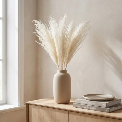 Article Fleurs séchées, graminées argentées. Décoration naturelle élégante pour la maison et le bureau. 70 cm, 10 pièces.