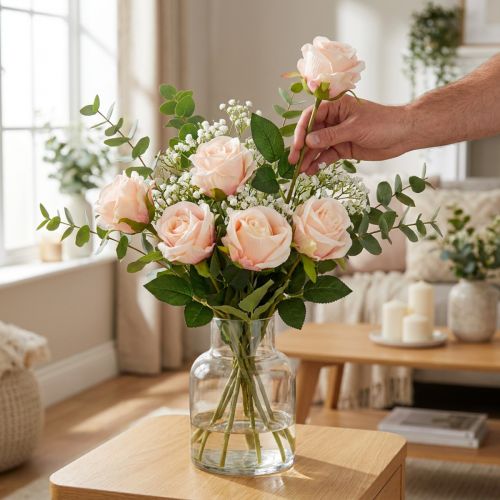 Bouquet de roses artificielles pour une décoration intérieure élégante et les occasions festives, 44 cm, 6 pièces | Floristik24.be